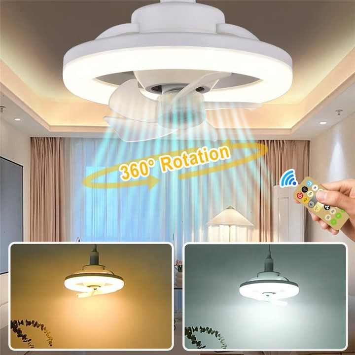 Acrylic Ceiling Fan with Lights and Remote || 3 Speeds Infinite Dimmable Light with 1 Meter Extender Wire || 360 Rotation Ceiling Fan || LED Ceiling Fan Light for Bathroom, Bedroom, Home