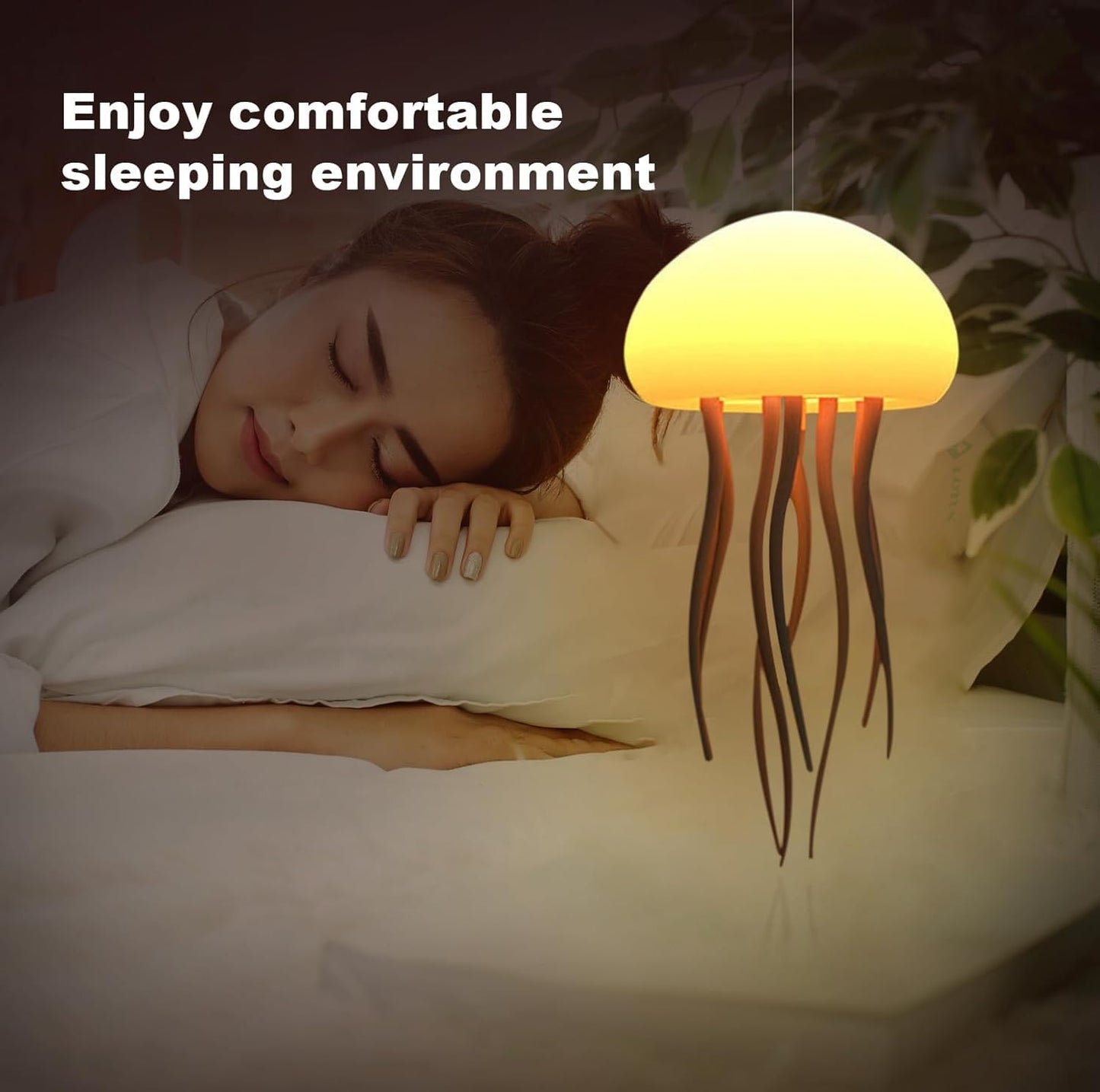 Night Light Jellyfish Lamp with Dancing Legs, RGB Gradient Bedside Lamp with Voice Control, Rechargeable Table Light with Touch Sensor for Kids Bedroom, Living Room (Jellyfish)