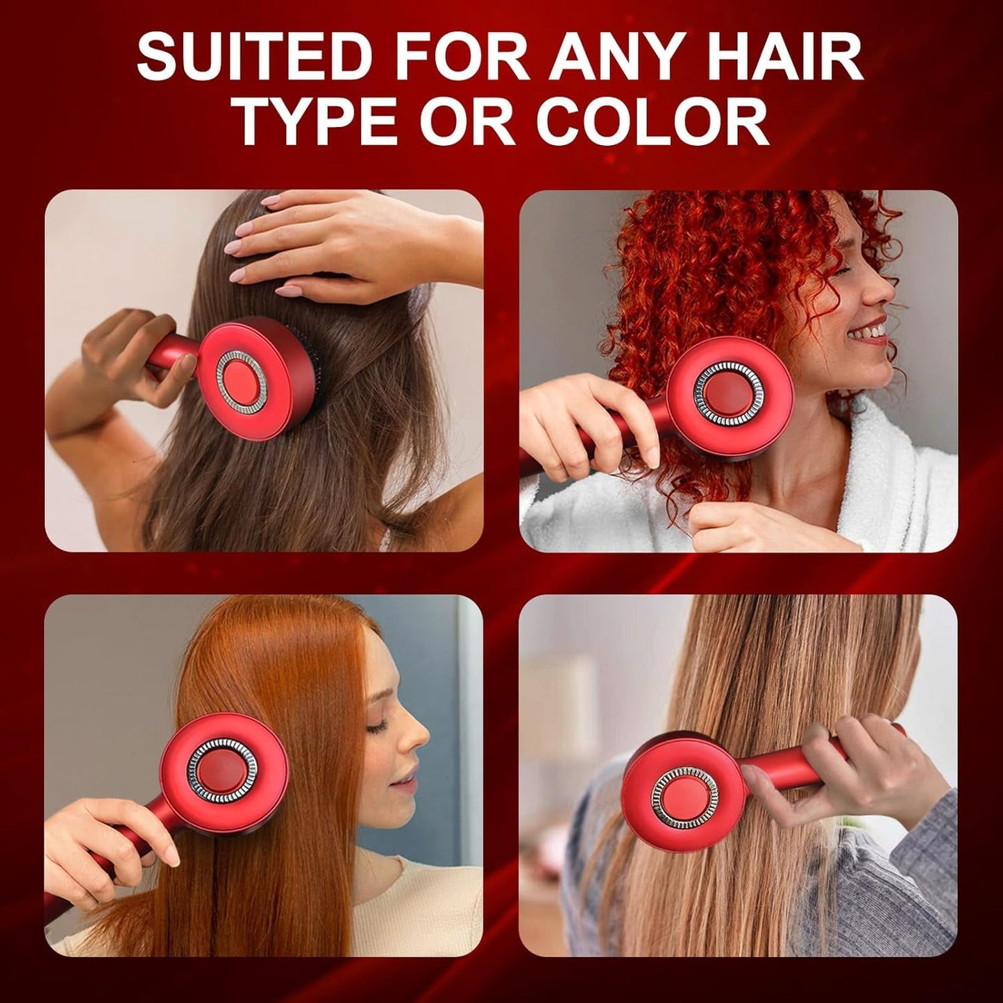 Premium Head Scalp Electric Massager Comb | Scalp Massaging Brush with 2 In 1 Hair Oil Applicator | IPX7 Waterproof,Portable Deep Massager For Hair & Head Relaxation at Home | Shiatsu Massage for Hair Growth/Stress Relax(Red)