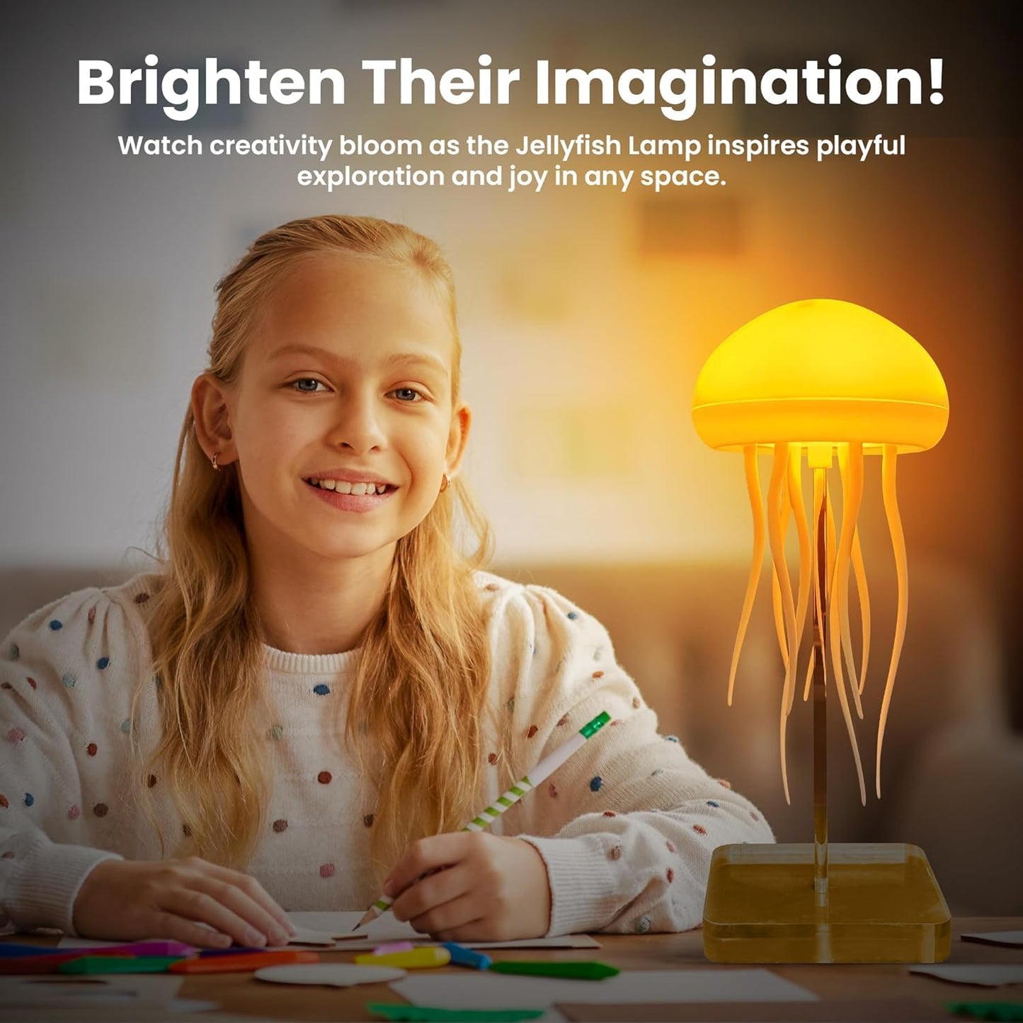 Night Light Jellyfish Lamp with Dancing Legs, RGB Gradient Bedside Lamp with Voice Control, Rechargeable Table Light with Touch Sensor for Kids Bedroom, Living Room (Jellyfish)