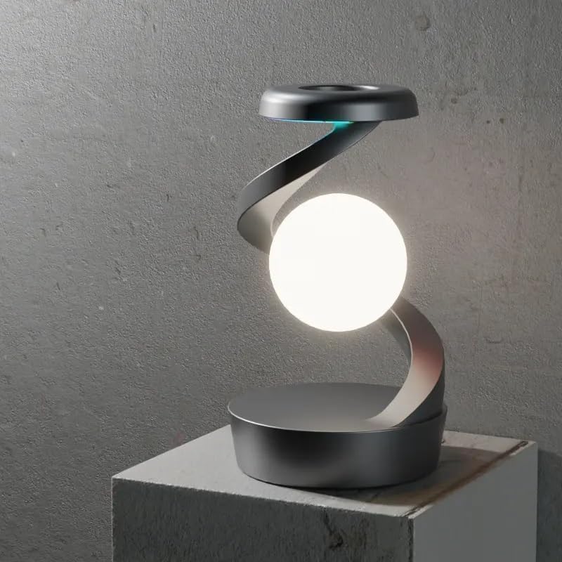 RGB Spiral Rotating Moon Lamp | Multicolor LED Levitating Night Light Modern Table Lamp | 3D Visual Levitation Ball 360° Spiral Rotating Desk Lamp