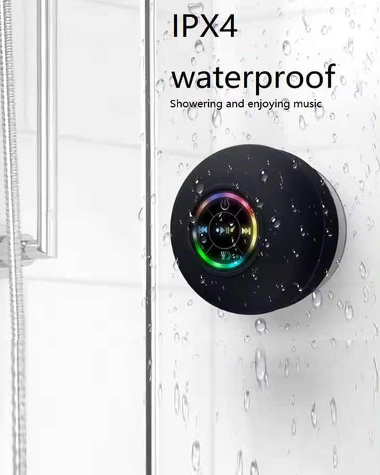 Mini Bluetooth Shower Speaker Waterproof Shower Suction Speaker USB Rechargeable Bluetooth Speakers with Led Light Portable Ipx4 Wireless Speaker Rechargeable LED Pocket Gadget