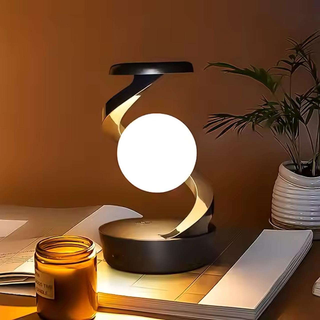 RGB Spiral Rotating Moon Lamp | Multicolor LED Levitating Night Light Modern Table Lamp | 3D Visual Levitation Ball 360° Spiral Rotating Desk Lamp