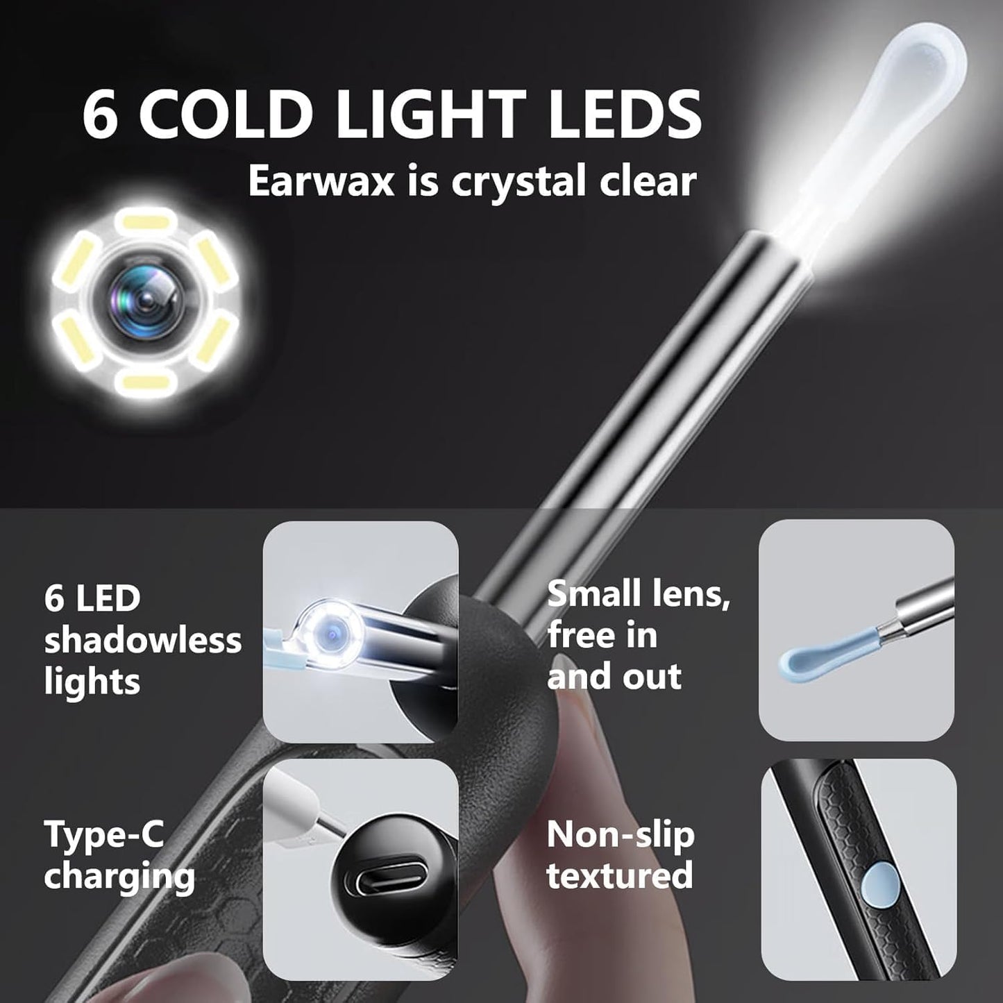 Ear Wax Removal, Ear Cleaner with Camera, Ear Wax Removal Kit with 1080P, Ear Camera Otoscope with Light, Ear Cleaning Kit for Android & ios