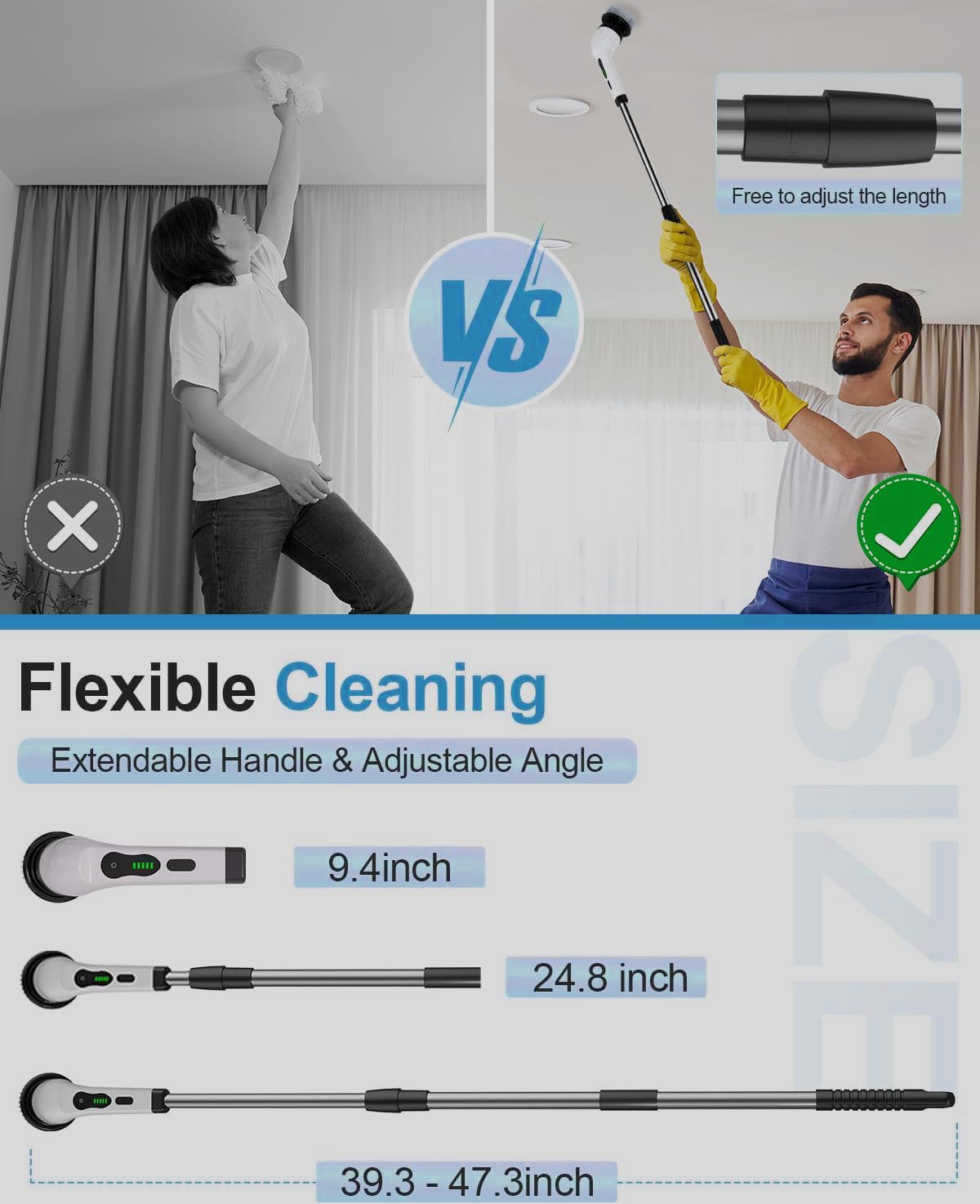9 in 1 Cordless Electric Spin Scrubber