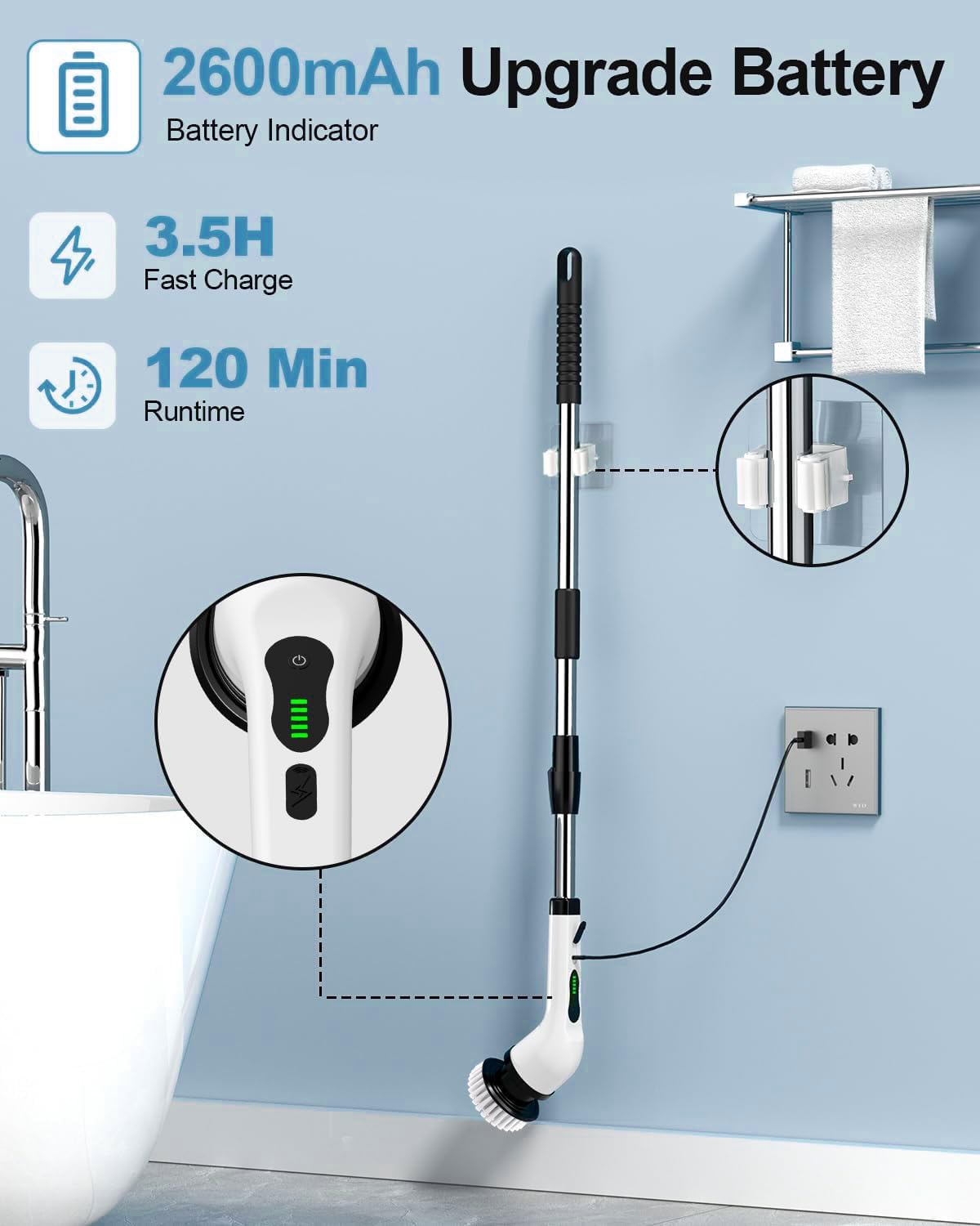 9 in 1 Cordless Electric Spin Scrubber