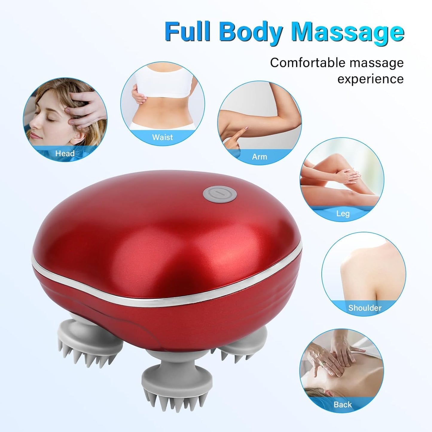 Electric Scalp Massager, Scalp Massager - 96 Silicone Kneading Points with Detachable Heads | Multi-Use Scalp, Body & Head Massager for Hair Growth