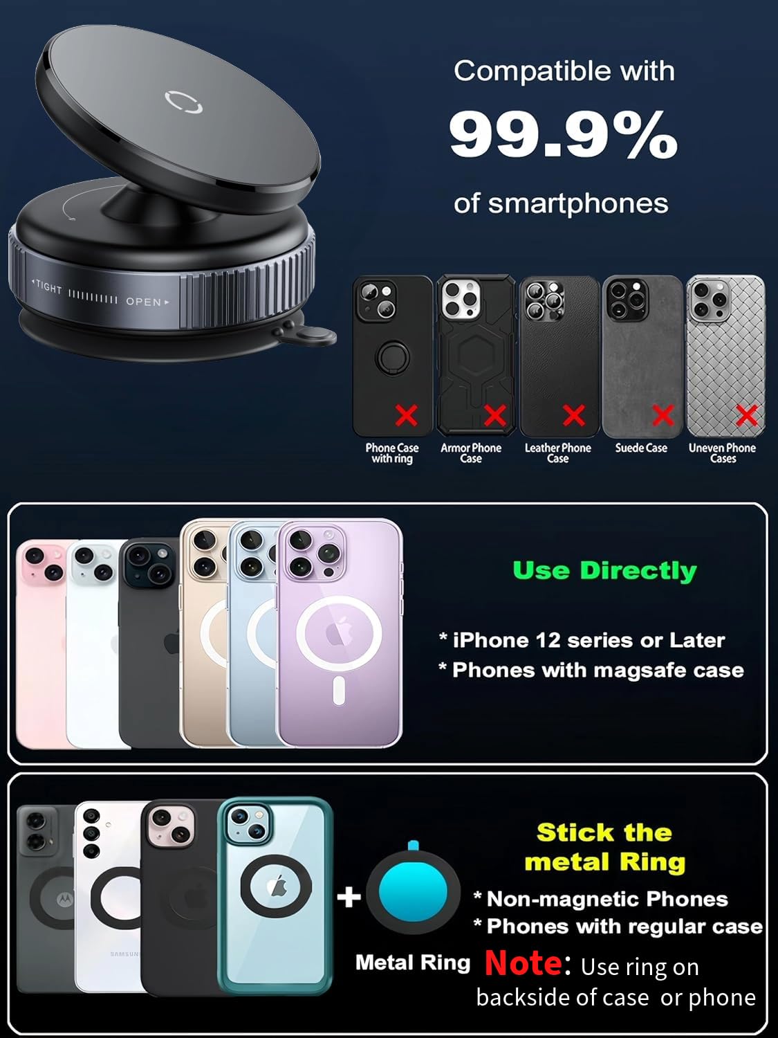 Vacuum Suction Magnetic Phone Holder