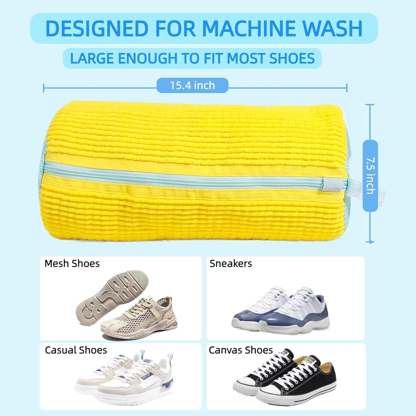 Shoe Washing Machine Bag Laundry Shoe Bag for Washer & Dryer, Reusable with Durable Zipper for Sneakers & Delicates 360° Deep Cleaning Washable Laundry Organizer Bag