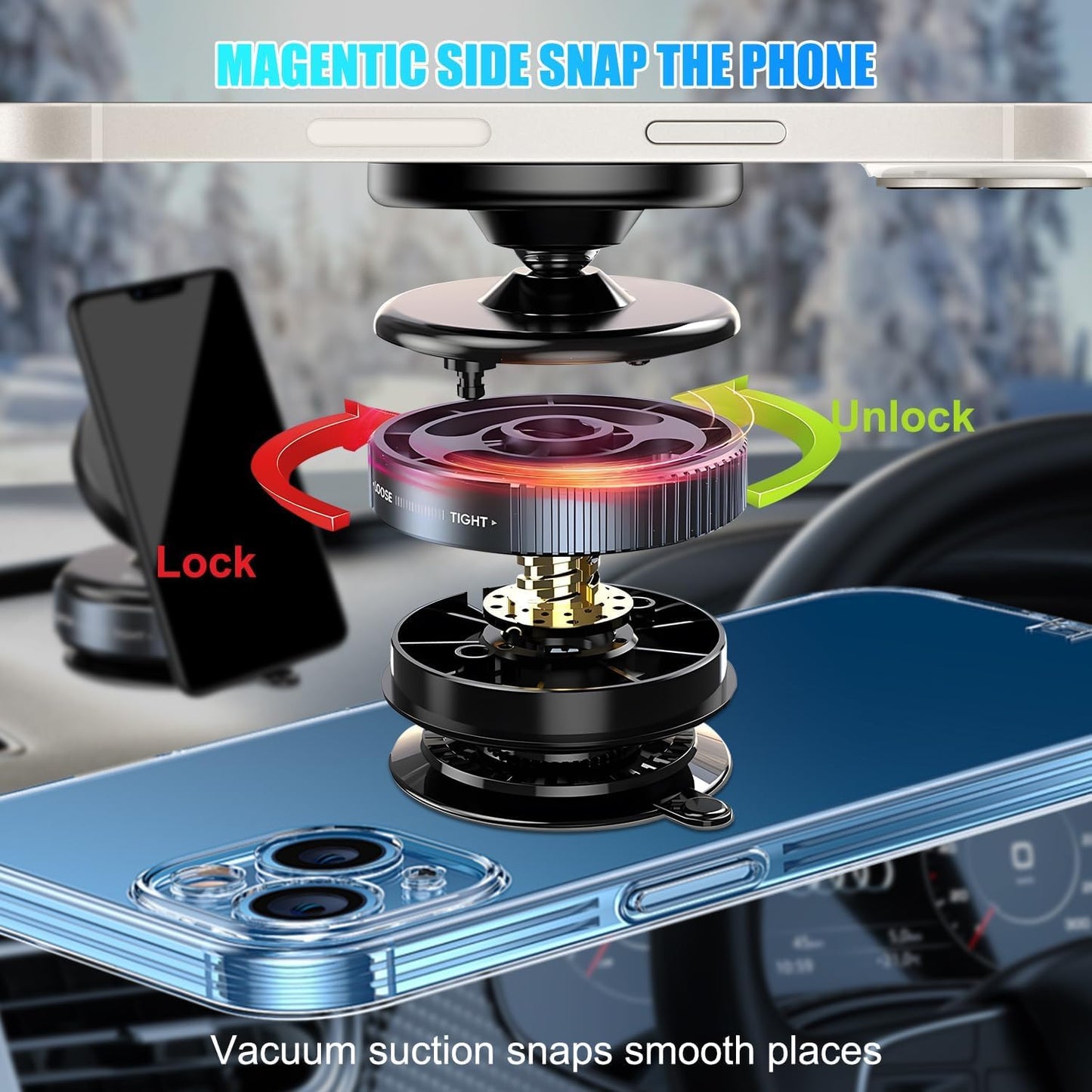 Vacuum Suction Magnetic Phone Holder
