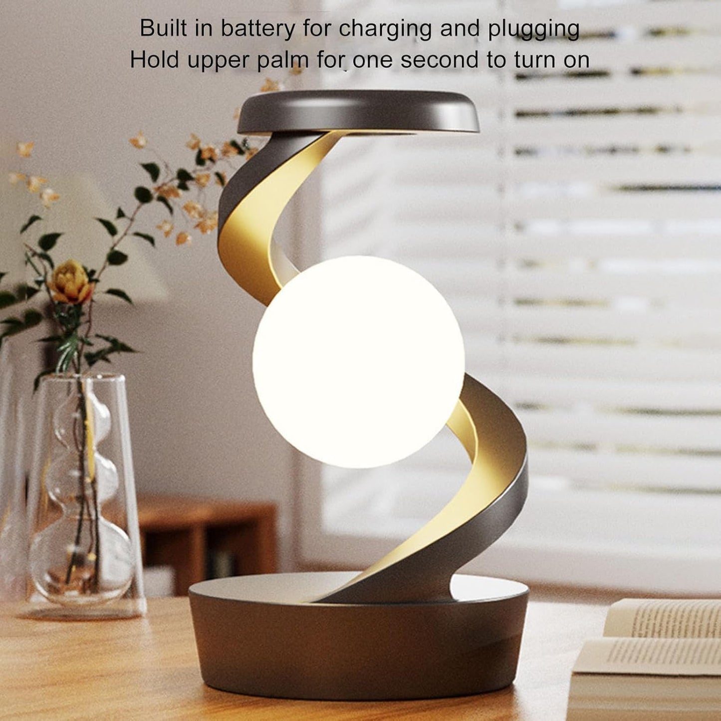 RGB Spiral Rotating Moon Lamp | Multicolor LED Levitating Night Light Modern Table Lamp | 3D Visual Levitation Ball 360° Spiral Rotating Desk Lamp