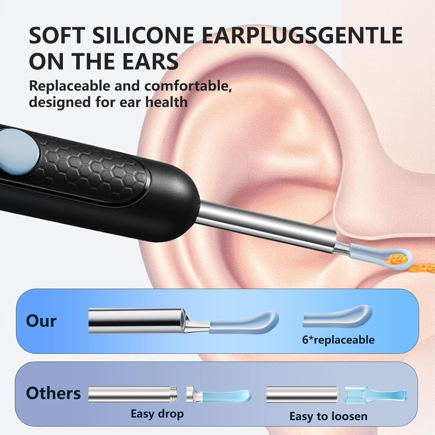 Ear Wax Removal, Ear Cleaner with Camera, Ear Wax Removal Kit with 1080P, Ear Camera Otoscope with Light, Ear Cleaning Kit for Android & ios