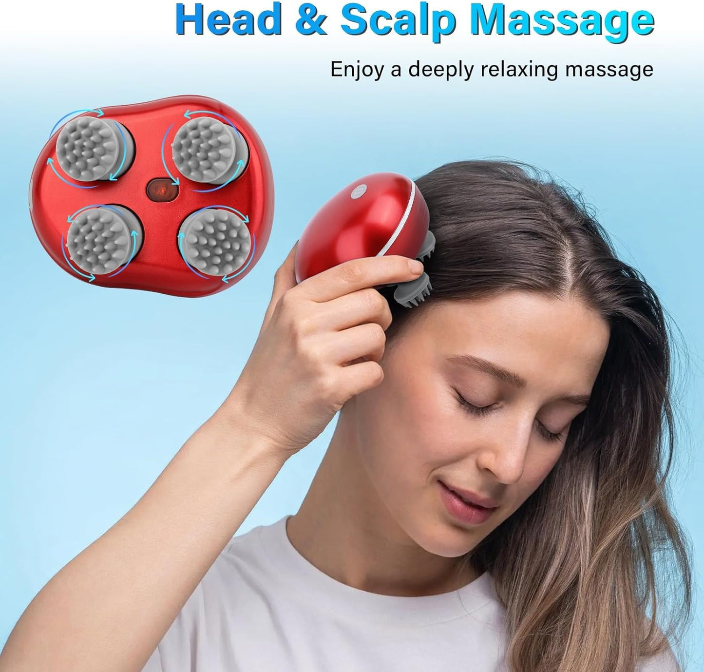 Electric Scalp Massager, Scalp Massager - 96 Silicone Kneading Points with Detachable Heads | Multi-Use Scalp, Body & Head Massager for Hair Growth