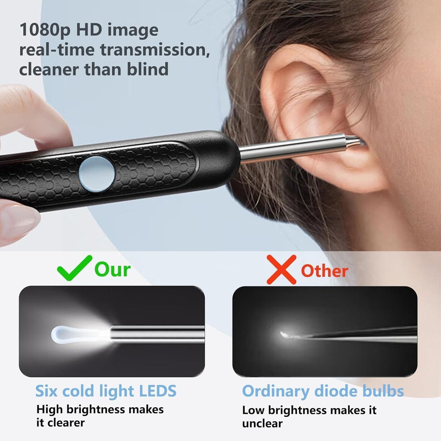 Ear Wax Removal, Ear Cleaner with Camera, Ear Wax Removal Kit with 1080P, Ear Camera Otoscope with Light, Ear Cleaning Kit for Android & ios