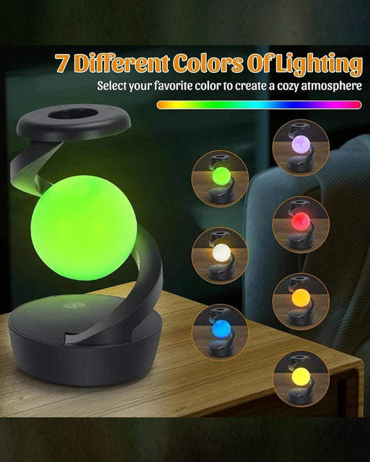 RGB Spiral Rotating Moon Lamp | Multicolor LED Levitating Night Light Modern Table Lamp | 3D Visual Levitation Ball 360° Spiral Rotating Desk Lamp