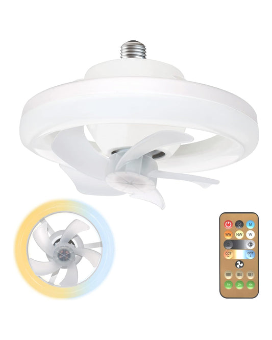 Acrylic Ceiling Fan with Lights and Remote || 3 Speeds Infinite Dimmable Light with 1 Meter Extender Wire || 360 Rotation Ceiling Fan || LED Ceiling Fan Light for Bathroom, Bedroom, Home