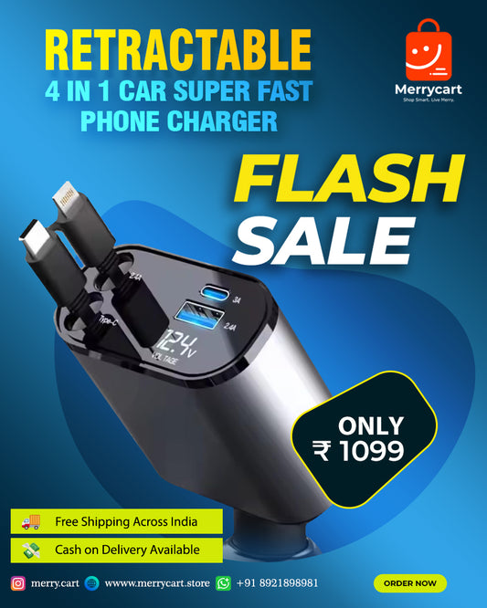 Retractable 4 In 1 Car Charger
