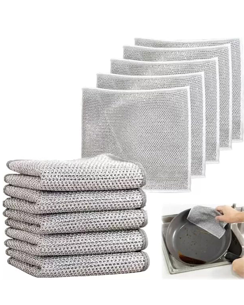 Kitchen Towel Multipurpose Wire Dishwashing Scrubber for Wet and Dry(4 piece)