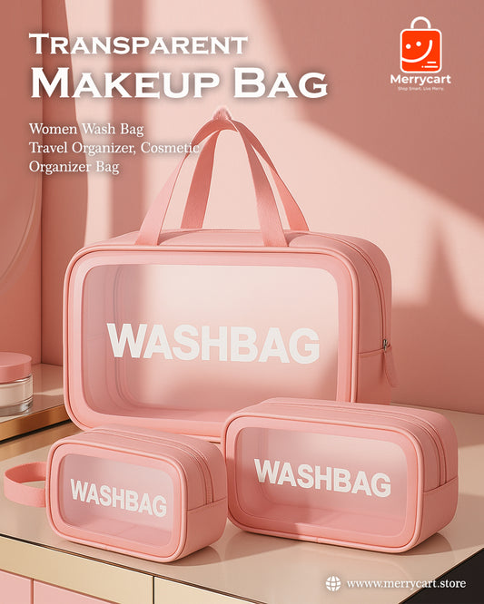 Transparent Makeup Bag Women Wash Bag Travel Organizer, Cosmetic Organizer Bag